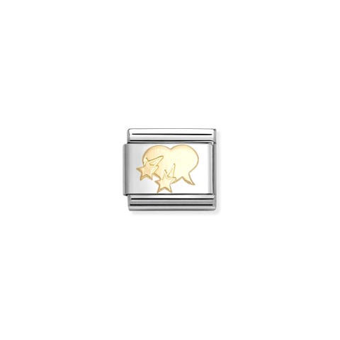 Composable Classic Link, Heart Speech Bubble Stainless steel Link with yellow bonded gold