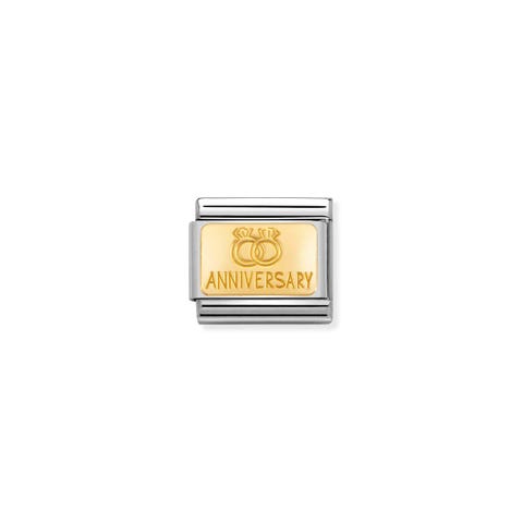 Link Composable Classic Escrita y Anillos Link con escrita “Anniversary” en Oro 750