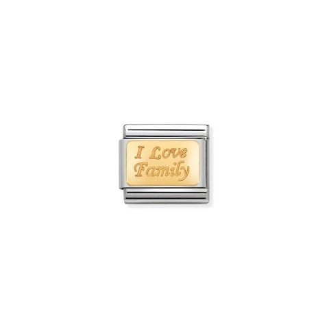 LInk Composable Classic Amo a la Familia en Oro Link con escrita grabada en Acero