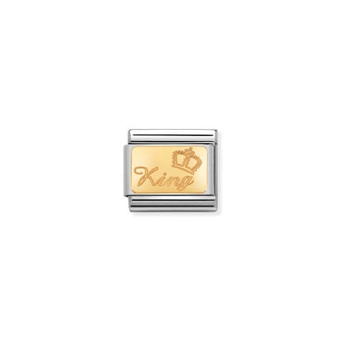 Link Composable Classic con scritta Re Link con scritta “Re” in Acciaio e Oro 750