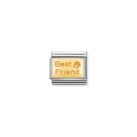 Composable Classic Link Best Friend with paw in Gold Link with engraved gold plaque