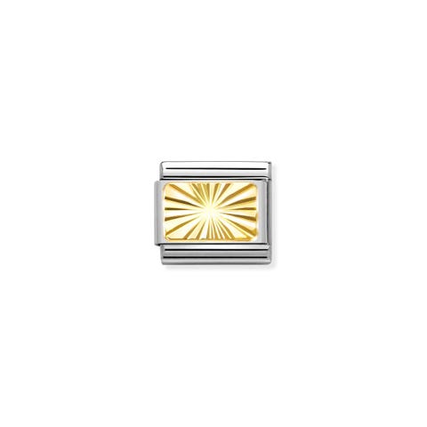 Composable Classic Link, Plate, etched detail Link in stainless steel with 18K gold