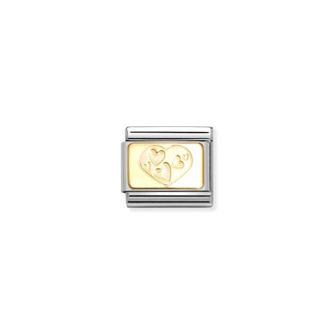Composable Classic Link, Hearts Plaque Stainless steel Link yellow bonded gold plaque