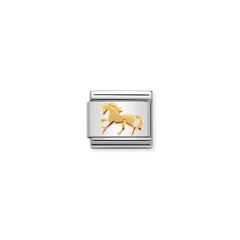 Composable Classic Galloping Horse Link Link with Horse symbol in bonded yellow gold
