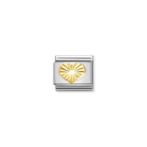 Composable Classic Link Gold Diamantbesetztes Herz Link in Edelstahl und 750er Gold