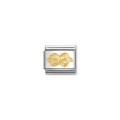 Link Composable Classic Nodo infinito in Oro Link in Acciaio con simbolo in oro giallo 750