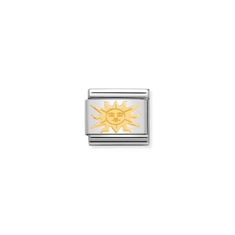 Composable Classic Link Gold Relief Sun Link in stainless steel with gold symbol