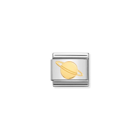 Composable Classic Link Gold Relief Planet Link in stainless steel with symbol in bonded yellow gold