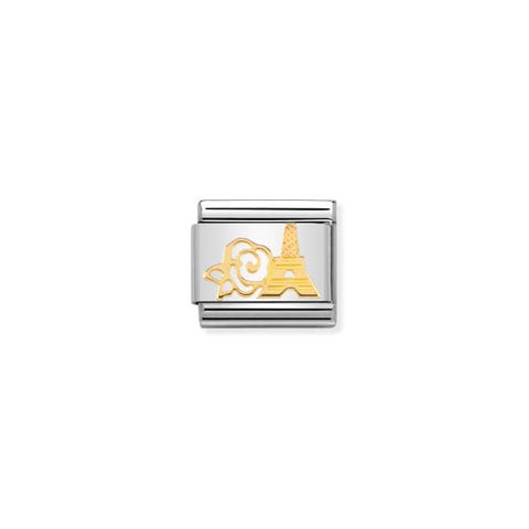 Composable Classic Link Rose and Eiffel Tower Romantic Link in bonded yellow gold