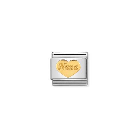 Link Composable Classic Cœur et Mamie Link avec inscription gravée en Or 750