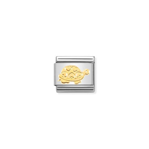 Composable Classic link Tortoise with hearts Link in bonded yellow gold with animal symbol