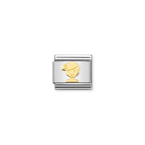 Composable Link, gold Boy Link in stainless steel with 18K gold symbol