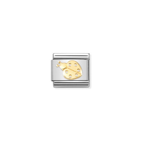 Composable Link, gold Ladybug Link with lucky animal symbol, stainless steel and 18K gold