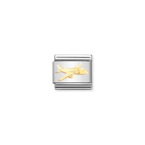 Link Composable Classic or avion Link avec symbole avion en acier et or 750