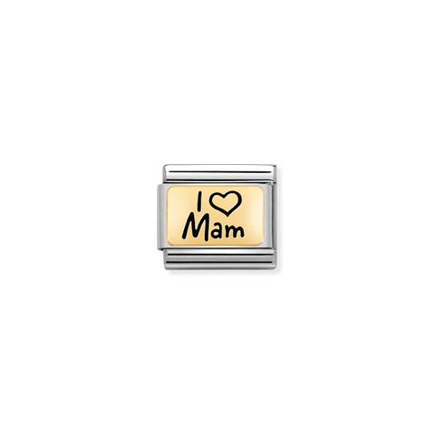 Composable Classic Link I LOVE MAM in gold Limited Edition Link in bonded yellow gold and enamel