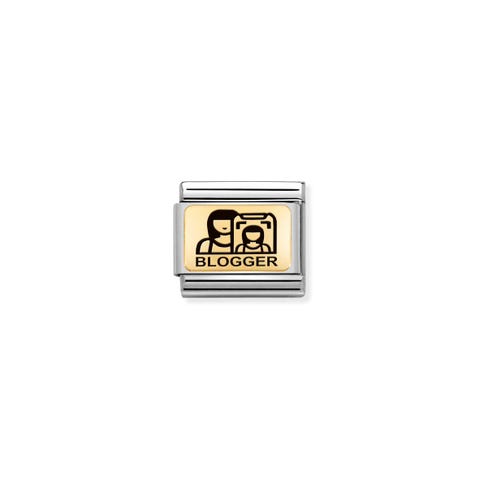 Link Composable Classic  Blogueuse Link en acier avec plaquette en or 750