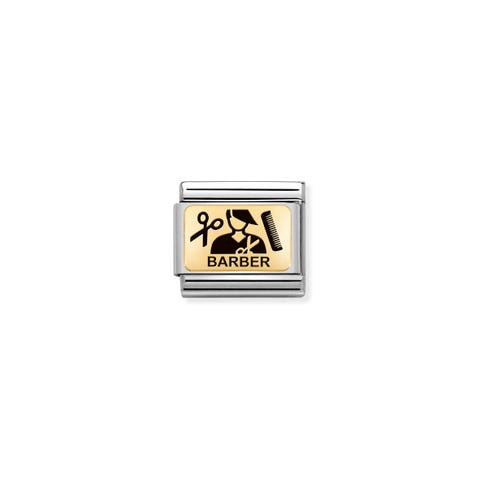 Composable Classic Link Barber Link in stainless steel with gold BARBER symbol
