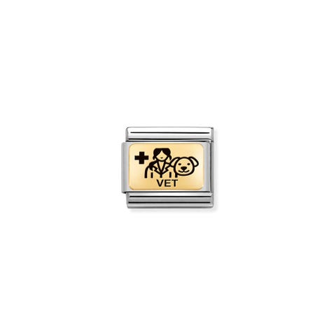 Composable Classic Link Vet Link in stainless steel in gold and VET symbol