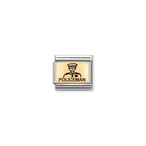 Composable Classic Link Policeman Link with profession symbol in stainless steel, gold