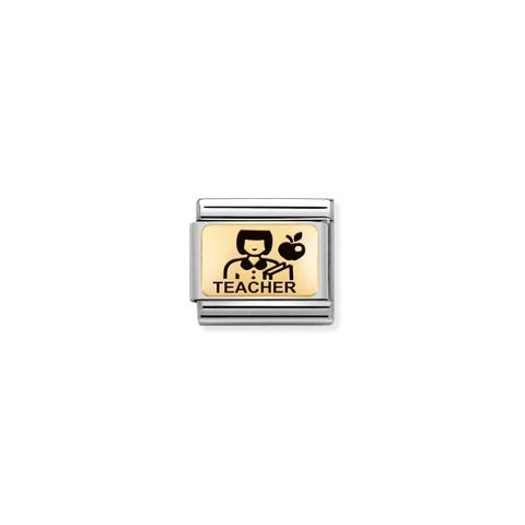 Composable Classic Link Teacher Sterling silver Link, yellow gold symbol TEACHER