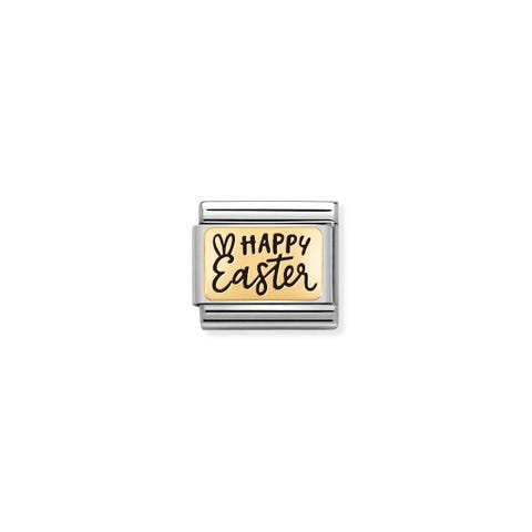 Link Composable Classic Happy Easter en Oro Link en Acero y Oro amarillo 750 con grabado