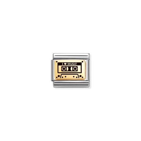 Link Composable Classic Love Music Link en acier et or cassette audio
