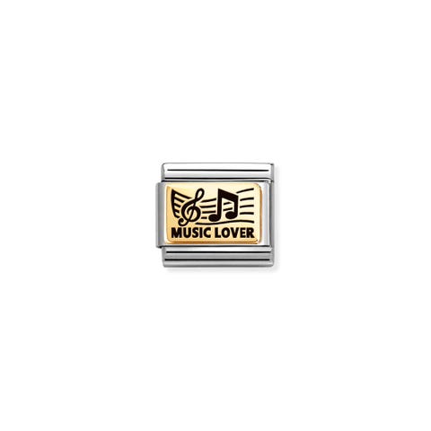 Composable Classic Link, MUSIC LOVER Stainless steel Link and bonded yellow gold with musical symbols