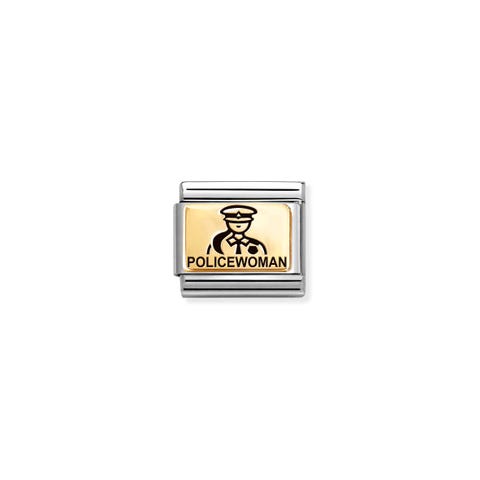 Composable Classic Link POLICEWOMAN Link with Dream Job symbol in bonded yellow gold 