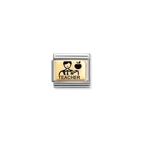 Composable Classic Link Teacher, Gold  Link in stainless steel with gold Dream Job symbol