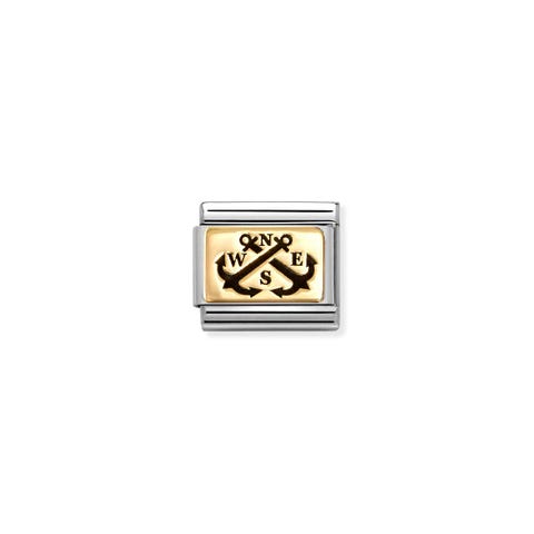 Link Composable Classic double ancre Link en acier et or jaune avec double ancre en noir
