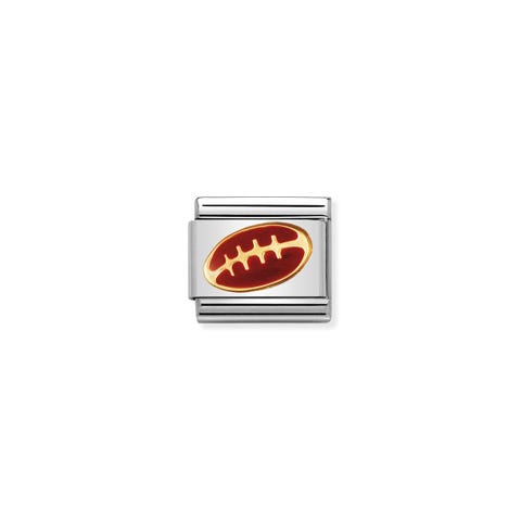 Composable Classic Link with Enamel Football Sports symbols Link with 18K gold and enamel
