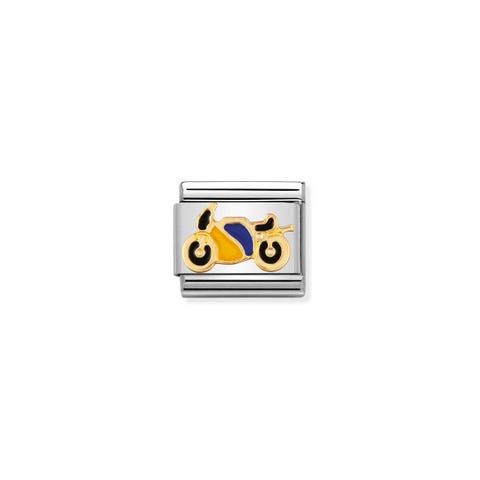 Composable Classic Link with Enamel Motorcycling Sports Link with bonded yellow gold and enamel