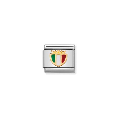 Composable Classic Link Italy Shield Link in stainless steel and bonded yellow gold My Football Team