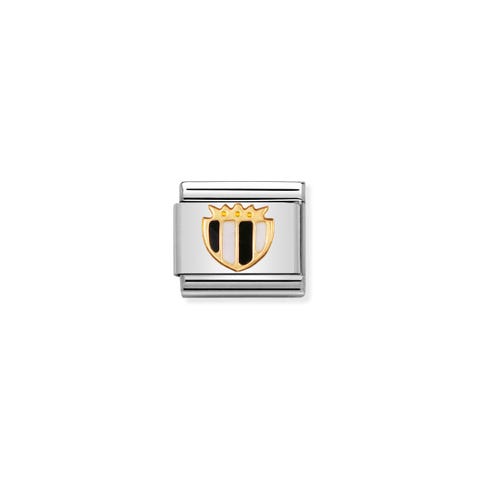 Composable Classic Link black and white Shield Link in bonded yellow gold and coloured enamel My Football team