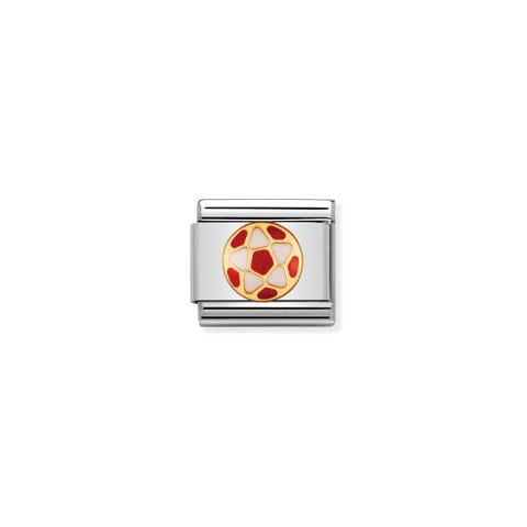 Link Composable Classic Ballon blanc et rouge Link avec symbole de foot en Or 750 et Acier