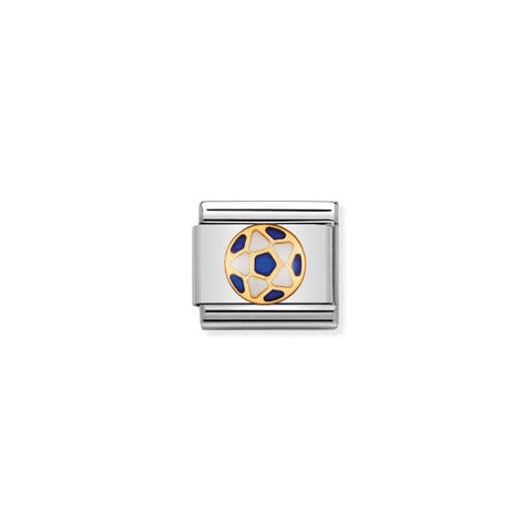 Composable Classic Link blue and white Football Link in stainless steel and gold Football Team Colours