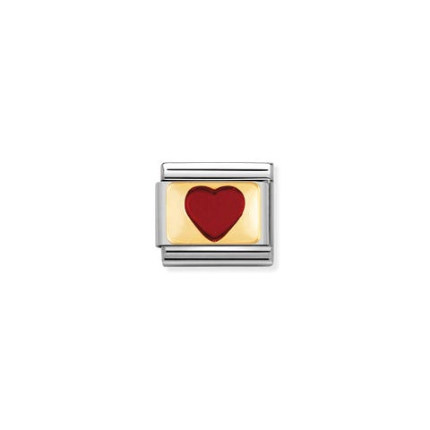Link Composable Classic Cœur positif rouge Link avec cœur rouge en Acier et Or 750