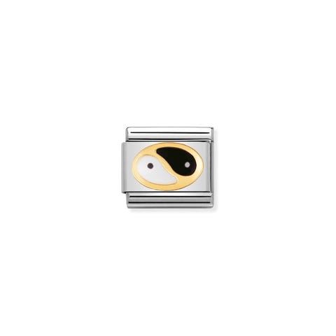Composable Classic Link Tao in bonded yellow gold Stainless steel Link with Tao symbol in enamel