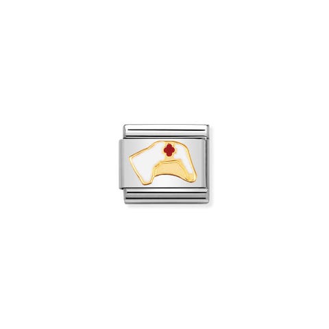 Composable Classic Link Nurse's Hat in bonded yellow gold Stainless steel Link with Nurse's Hat symbol in enamel