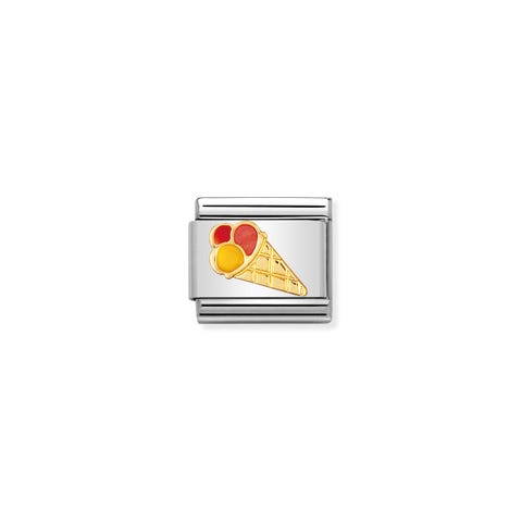 Link Composable Classic Cornet Glace Link avec Symbole en Or 750 et Email Plats et Boissons