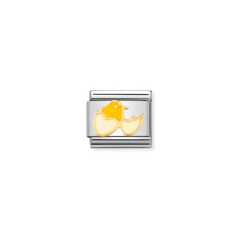 Link Composable Classic Pulcino che nasce Link in Oro e Smalto Animali e Cuccioli