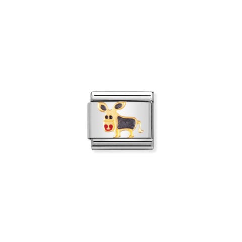 Composable Classic Link grey Donkey Animal Link in bonded yellow gold and coloured enamel