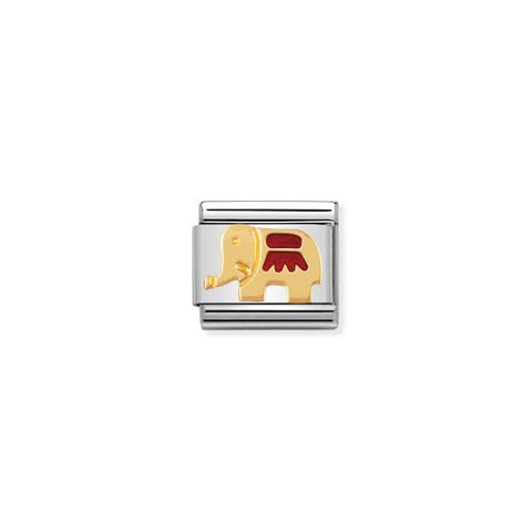 Link Composable Classic Eléphant rouge Link avec animal de la Savane en Acier et Email rouge