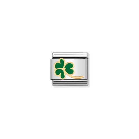 Composable Classic bonded yellow gold Link green Clover Stainless steel and enamel Nature and Flowers Link