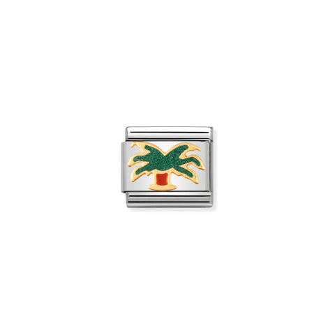 Composable Classic bonded yellow gold Link Palm Tree Link in stainless steel and enamel Nature and Flowers