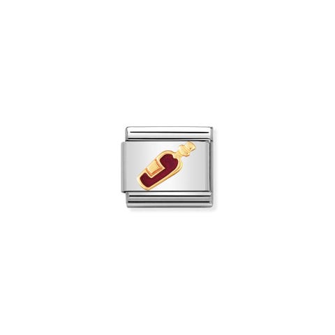 Composable Classic Link red Wine in Enamel Link in bonded yellow gold and enamel Drinks symbols