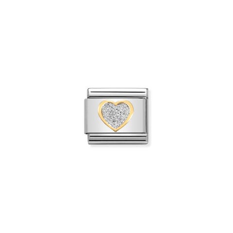 Composable Classic Link Glitter Heart Link with heart in bonded yellow gold