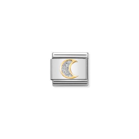 Composable Classic Link Glitter Moon Link with symbol in enamel and yellow gold