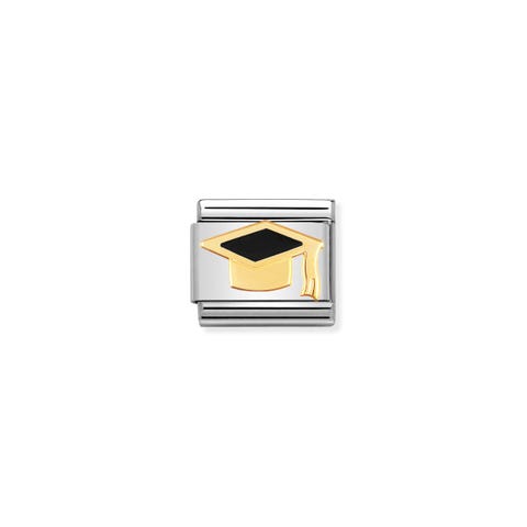 Composable Classic Link black Graduate Hat Graduate bonded yellow gold Link in stainless steel