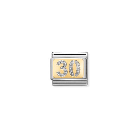 Link Composable Classic Nombre 30 Glitter Link avec Email glitter et detailles en Or Jaune